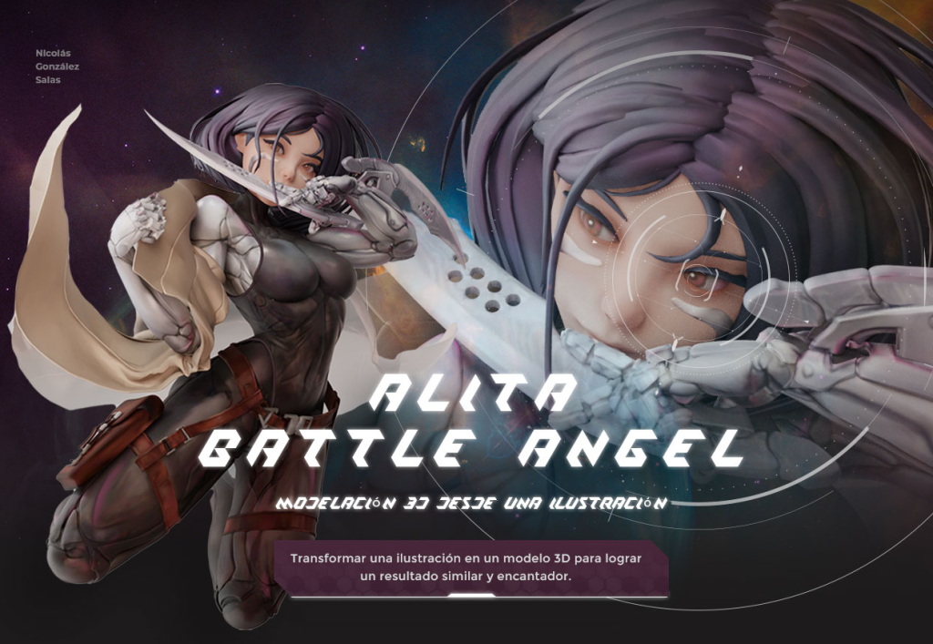 《阿丽塔：战斗天使3D建模教程——从插画到完整模型》-虚幻之初