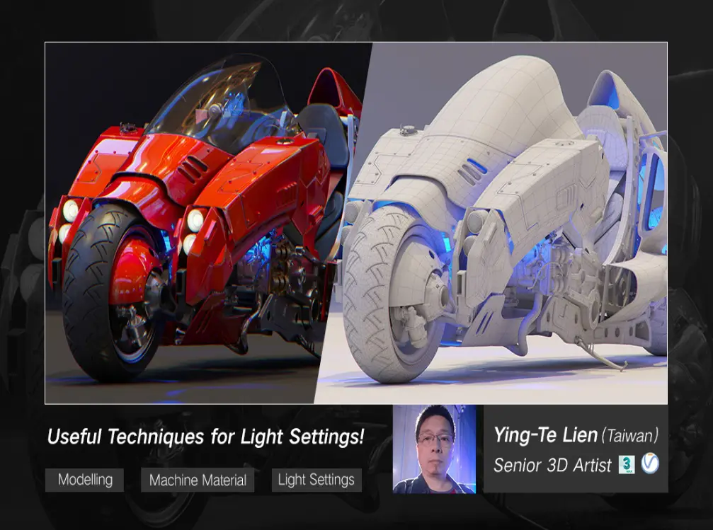 图片[4]-科幻机车高精度硬表面建模与材质渲染全流程（3ds Max + V-Ray + Photoshop）-虚幻之初