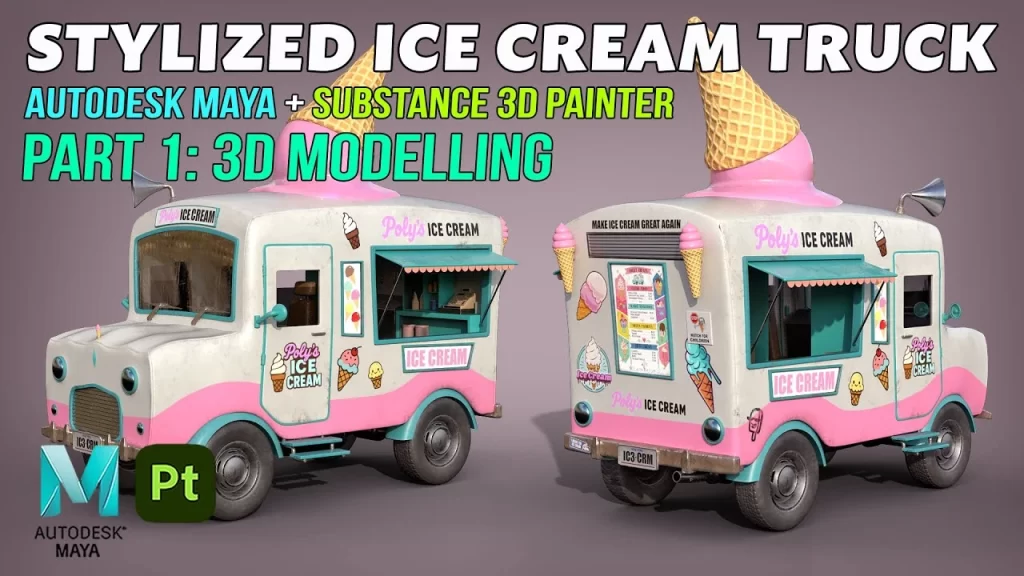 Stylized Ice Cream Truck Real-Time Video + Working Files 风格化冰淇淋卡车实时视频 + 源文件-虚幻之初