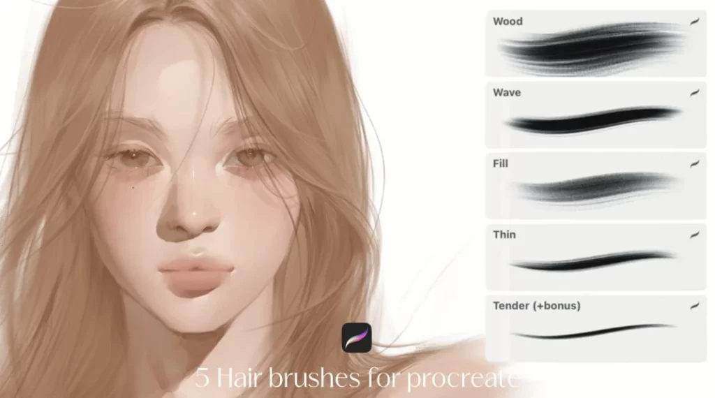 50-HAEYOON 天然发刷套装（4 支）+赠送刷子及 Procreate 使用指南-虚幻之初