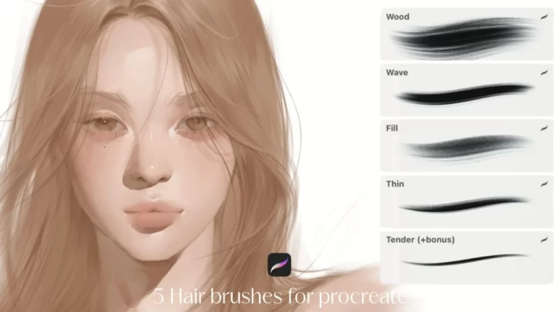 50-HAEYOON 天然发刷套装（4 支）+赠送刷子及 Procreate 使用指南-虚幻之初