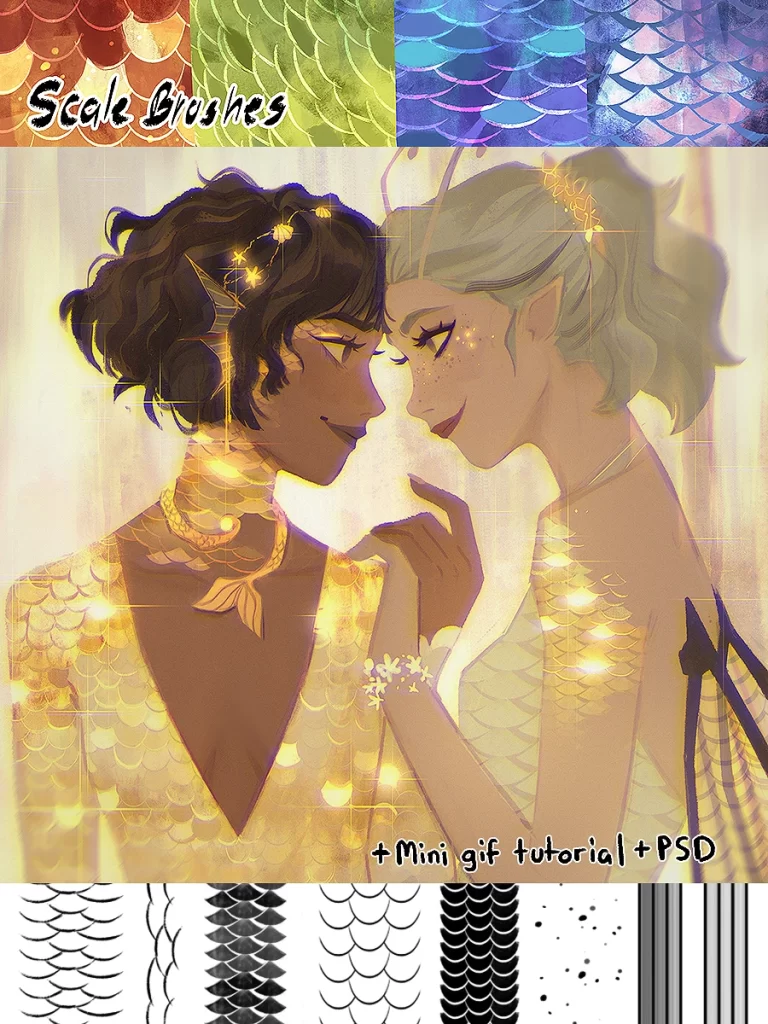 图片[2]-121-阿莱卡特斯（Aleikats）用于Photoshop的鱼鳞纹刷子-虚幻之初