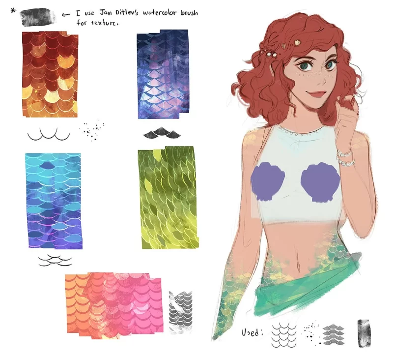 121-阿莱卡特斯（Aleikats）用于Photoshop的鱼鳞纹刷子-虚幻之初