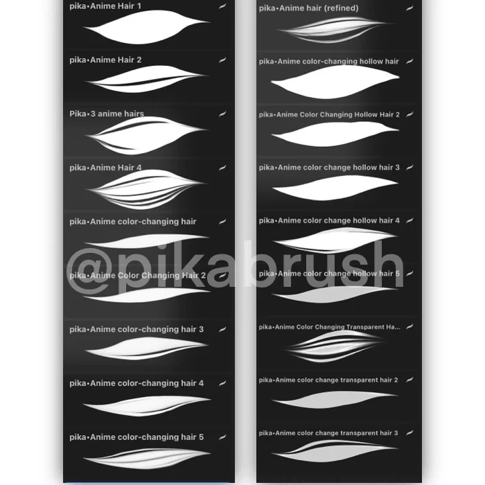 图片[2]-138-Pikabrush 出品的动漫发型 Procreate 笔刷-虚幻之初