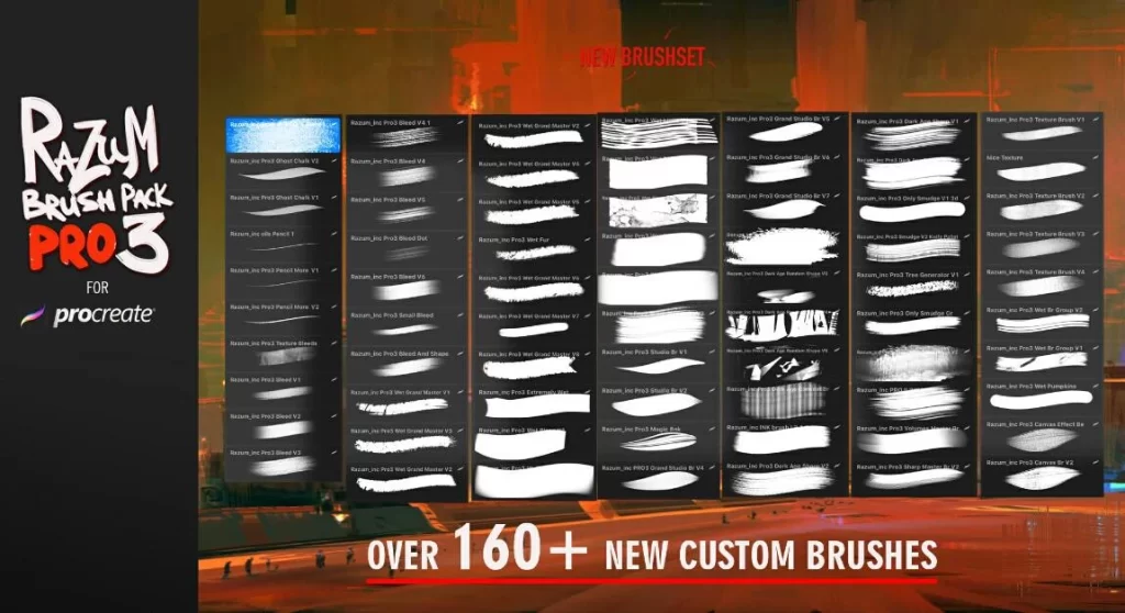 图片[2]-157-「Procreate Razum PRO 3 画笔套装——160+款全新自定义笔刷」-虚幻之初