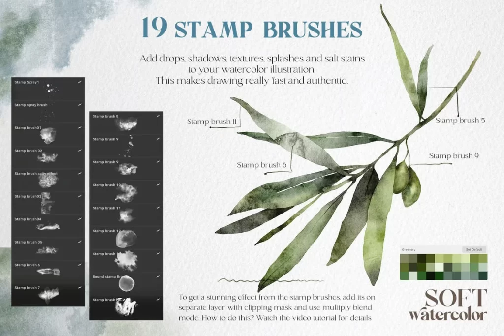 图片[3]-201-尤利娅·德比舍娃（Yuliya Derbisheva）设计的 Procreate 软水彩画笔-虚幻之初