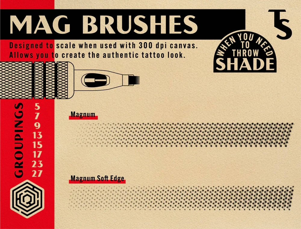 图片[2]-213-完整的刷子套装，包括纹身眼线、杂志和点针刷，适用于iPad上的Procreate。-虚幻之初