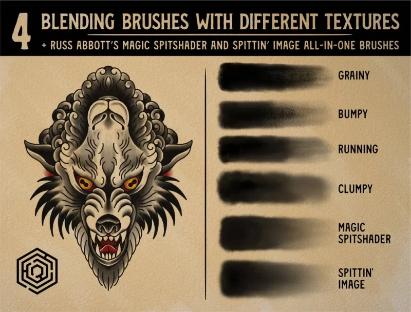 216-iPad上完整的Procreate传统闪绘工具包（画笔组+纸质背景）-虚幻之初