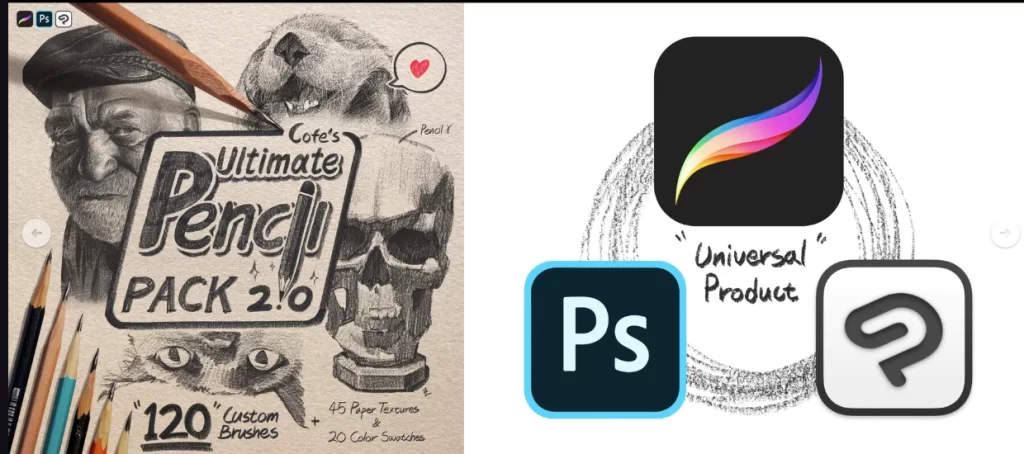 240-COFE终极铅笔包 |合集 2.0 |Procreate、Photoshop、Clip Studio-虚幻之初