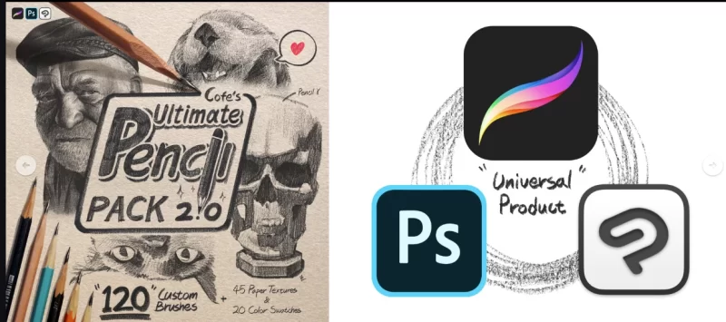 240-COFE终极铅笔包 |合集 2.0 |Procreate、Photoshop、Clip Studio-虚幻之初