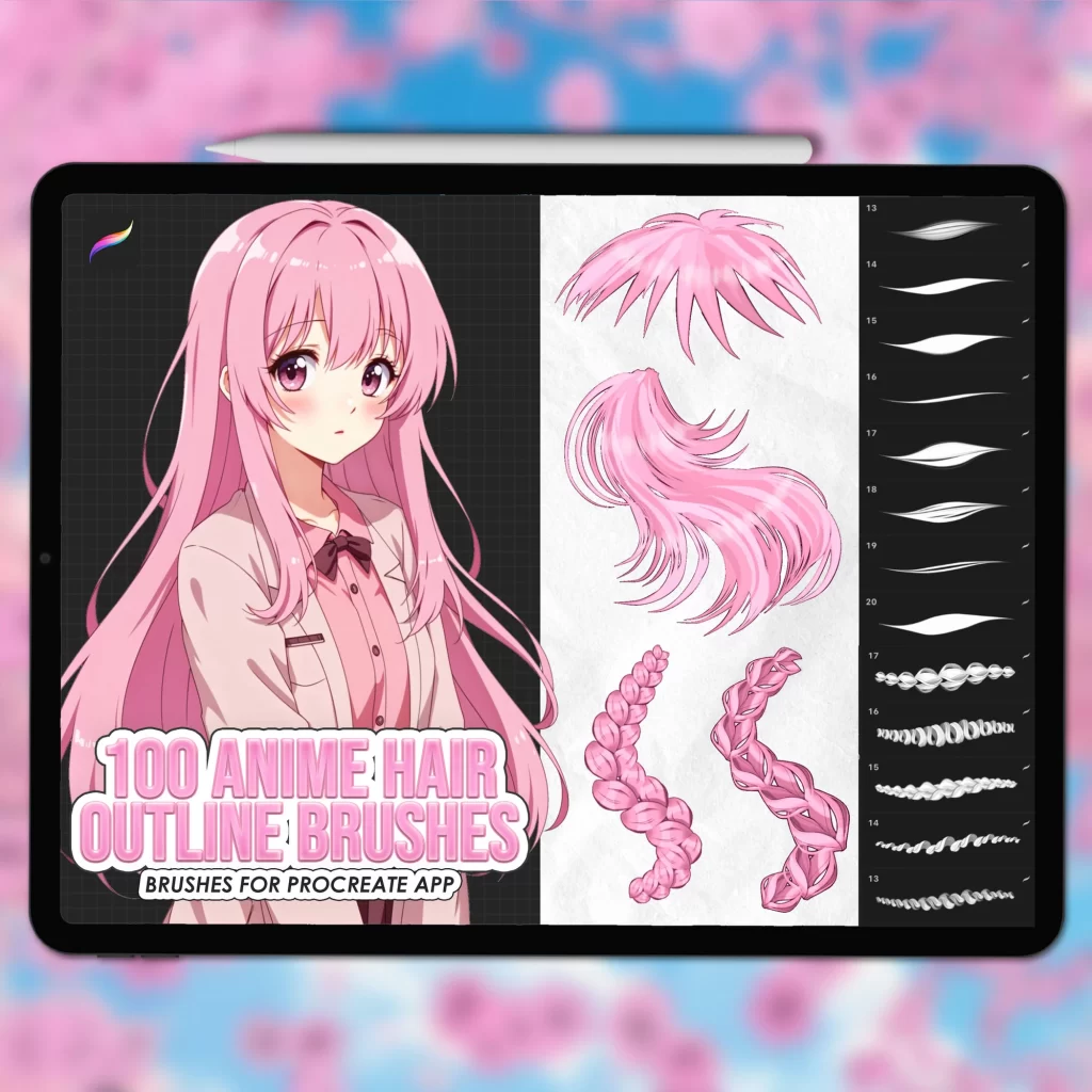 图片[4]-266-Procreate动漫轮廓梳 |描绘漫画发型 Procreate 画笔-虚幻之初