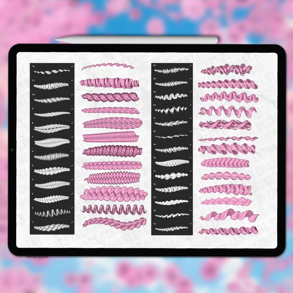 图片[2]-266-Procreate动漫轮廓梳 |描绘漫画发型 Procreate 画笔-虚幻之初