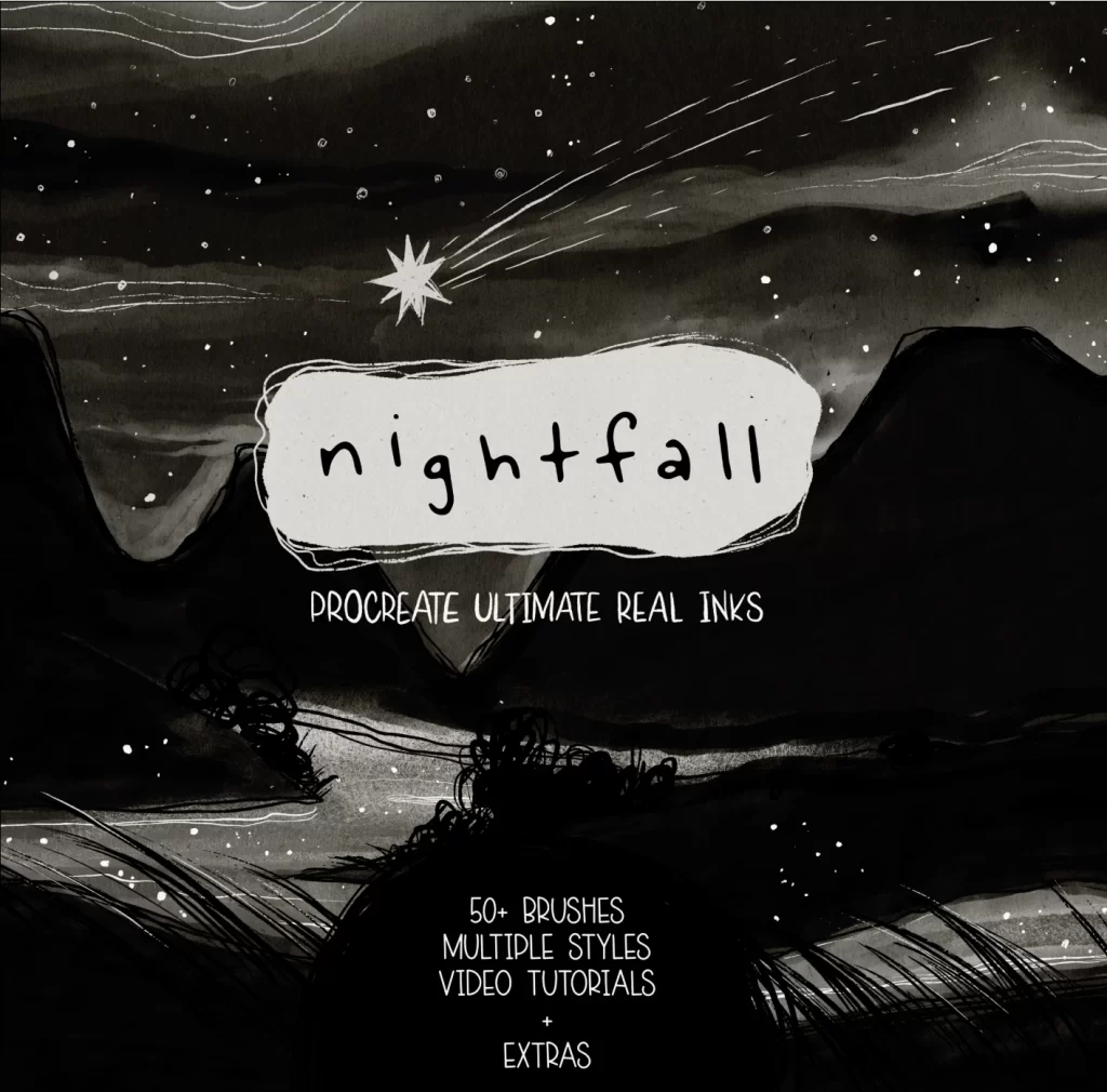 280-Nightfall - Procreate 终极真实手感墨笔-虚幻之初