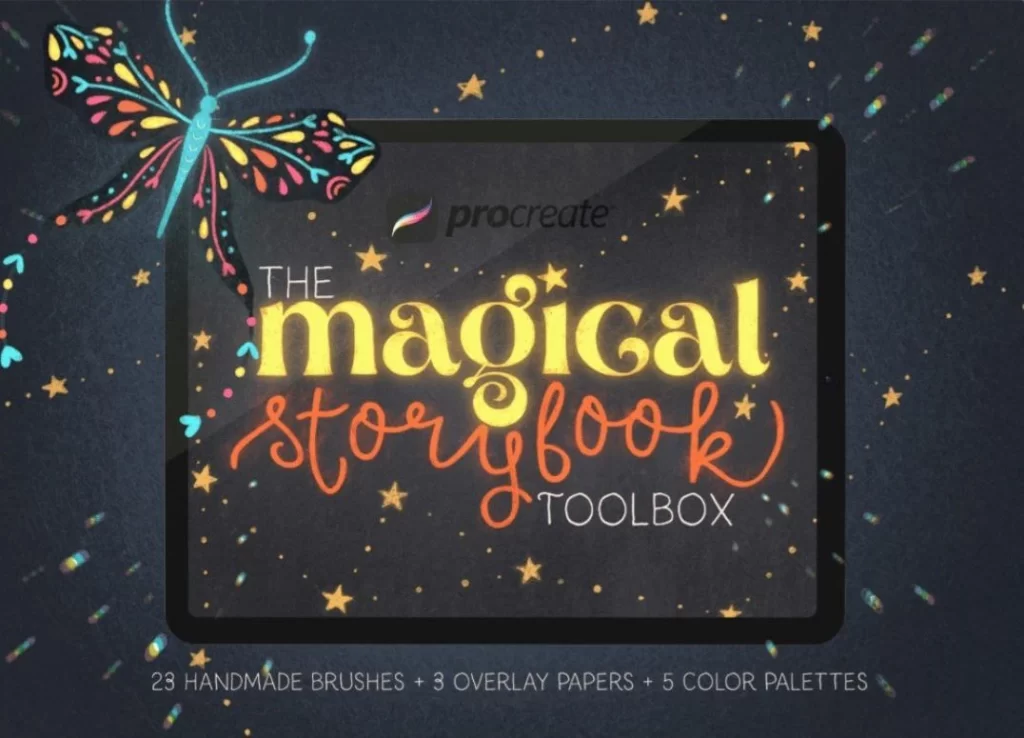 281-Procreate《Magical Storybook》工具箱 包含：23 款手绘笔刷 + 3 款叠加纸纹 + 5 套配色方案-虚幻之初