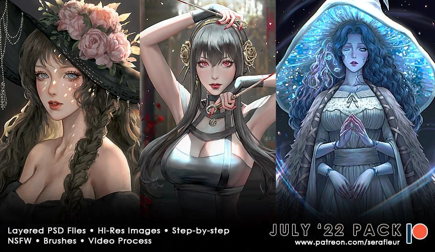 284-塞拉弗勒（Serafleur）2022年7月在Patreon平台发布的画笔-软件：Photoshop（.abr格式，也可在CSP上使用）-虚幻之初