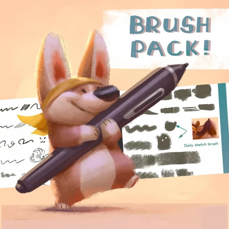 285-Brush Pack! 包含多种笔刷样式 适合日常速写（Daily sketch brush） 可用于涂鸦、插画和细致绘制-虚幻之初