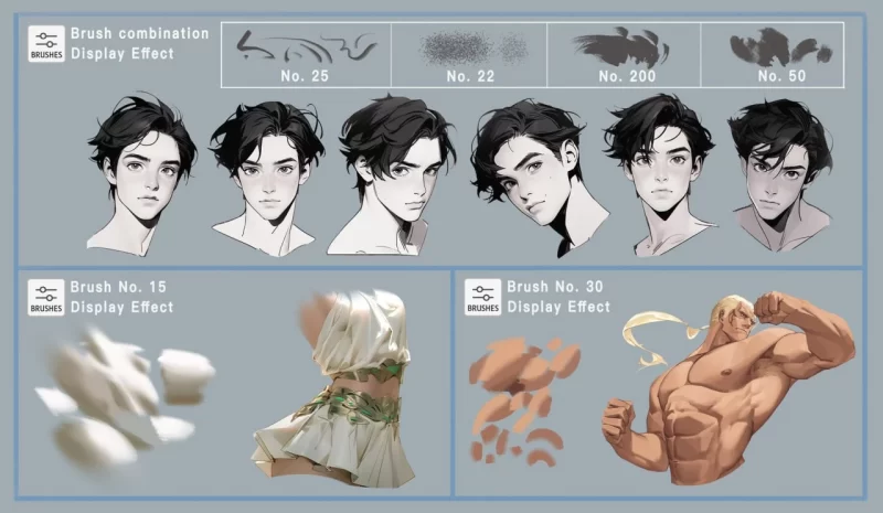 316-高效的Photoshop画笔 这套画笔集包含300余支画笔。它们是我为满足工作需求而创作的，经过精心挑选、逐步开发和长期积累而成。我为每支画笔都编了号，方便您在工作时快速找到所需。 这套画笔可用于绘制几乎任何纹理——山脉、岩石、树木、云朵、水面、人物、发型、衣褶、金属，以及绘画中许多常见元素。使用这些画笔，您能快速勾勒出基本形状，让创作过程更加顺畅。-虚幻之初