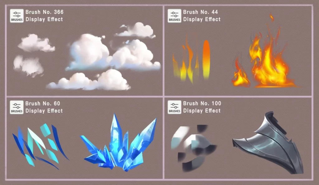 图片[5]-316-高效的Photoshop画笔 这套画笔集包含300余支画笔。它们是我为满足工作需求而创作的，经过精心挑选、逐步开发和长期积累而成。我为每支画笔都编了号，方便您在工作时快速找到所需。 这套画笔可用于绘制几乎任何纹理——山脉、岩石、树木、云朵、水面、人物、发型、衣褶、金属，以及绘画中许多常见元素。使用这些画笔，您能快速勾勒出基本形状，让创作过程更加顺畅。-虚幻之初