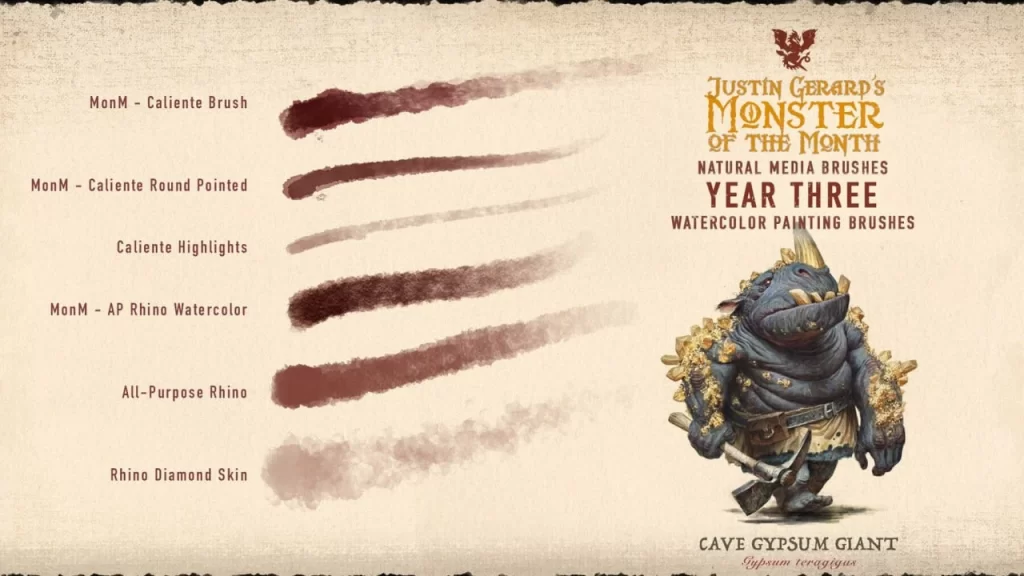 图片[8]-317-杰拉德的怪兽画笔：第三年：水彩 这套画笔为Photoshop和Procreate提供40款独特的画笔-虚幻之初