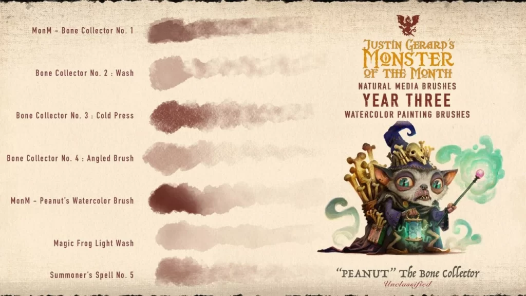 图片[4]-317-杰拉德的怪兽画笔：第三年：水彩 这套画笔为Photoshop和Procreate提供40款独特的画笔-虚幻之初