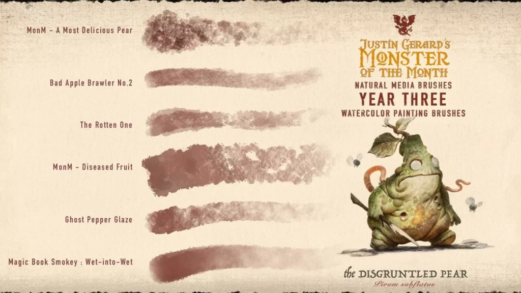 图片[3]-317-杰拉德的怪兽画笔：第三年：水彩 这套画笔为Photoshop和Procreate提供40款独特的画笔-虚幻之初