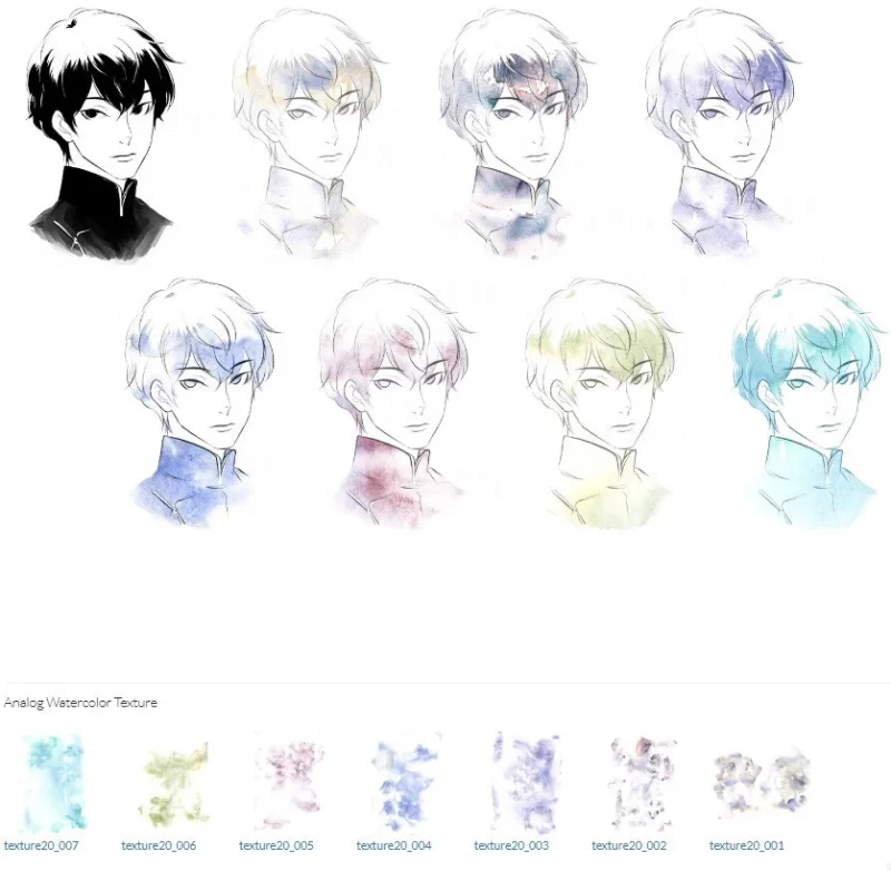 324-7种模拟水彩纹理 (https://assets.clip-studio.com/en-us/detail?id=2127745) (アナログ水彩テクスチャ7種)-虚幻之初