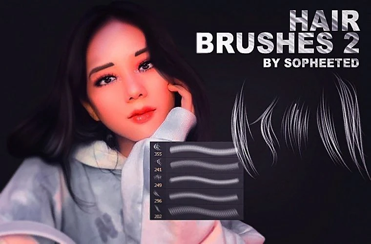 图片[2]-328-Hair Brushes 5 by Sopheeted 专为绘制逼真发丝效果设计的数字笔刷-虚幻之初