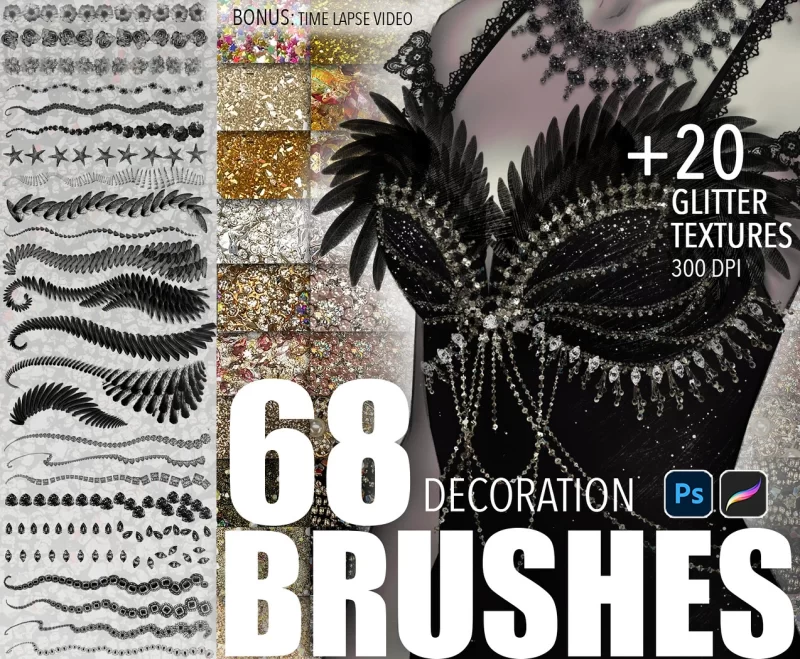 356-Svetlana Tigai 的 68 套服装装饰画笔 #photoshop #procreate #画笔-虚幻之初