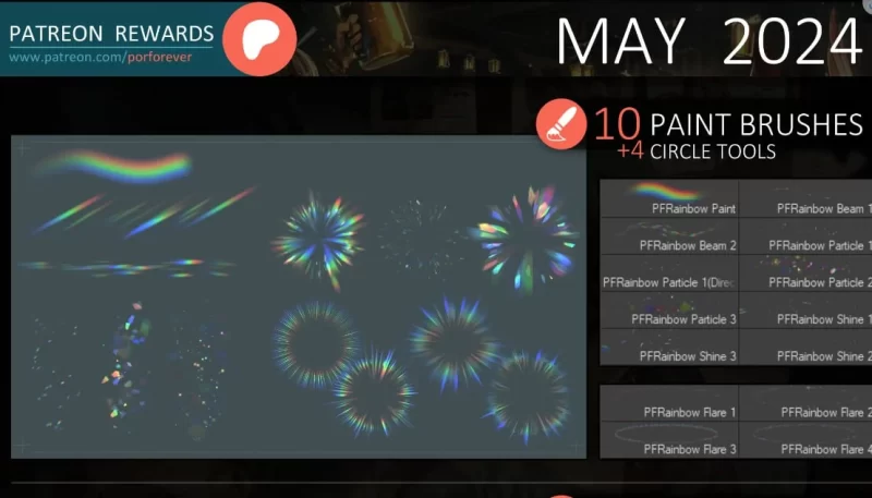 375-Porforever 2024年5月版适用于Clip Studio Paint – 彩虹棱镜折射效果-虚幻之初