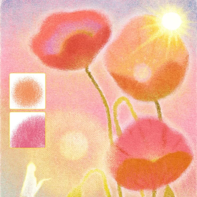 377-Zhuozhuo的粉彩画笔 灼灼的彩色粉笔笔刷 27款适用于Photoshop和Procreate的粉彩画笔-虚幻之初