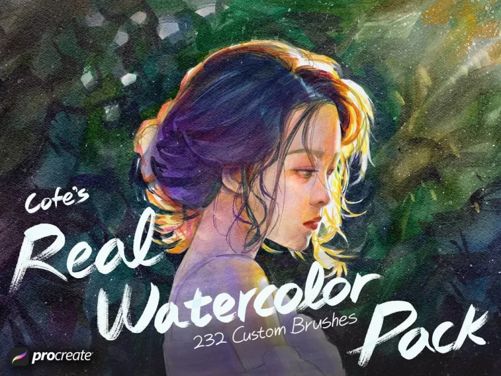 379-这是 Cofe's Real Watercolor Pack，一套为 Procreate 制作的 水彩风格笔刷包，总共有 232 款自定义笔刷。-虚幻之初