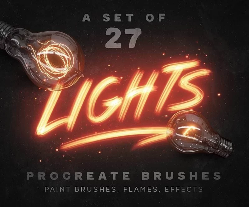 380-这是 A Set of 27 Lights Procreate Brushes —— 一个专为 Procreate 设计的灯光效果笔刷合集。-虚幻之初