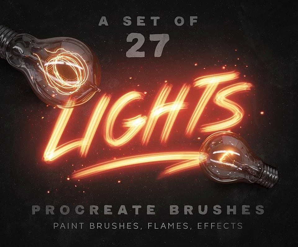 380-这是 A Set of 27 Lights Procreate Brushes —— 一个专为 Procreate 设计的灯光效果笔刷合集。-虚幻之初