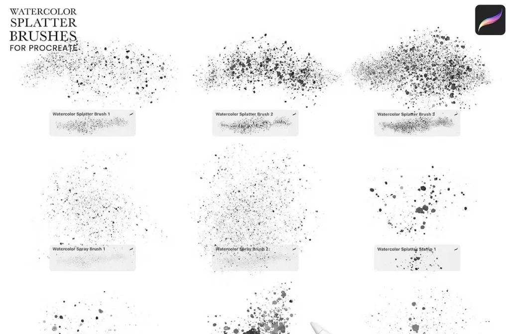 382-水彩泼溅画笔 适用于Procreate的这款水彩泼溅画笔-虚幻之初