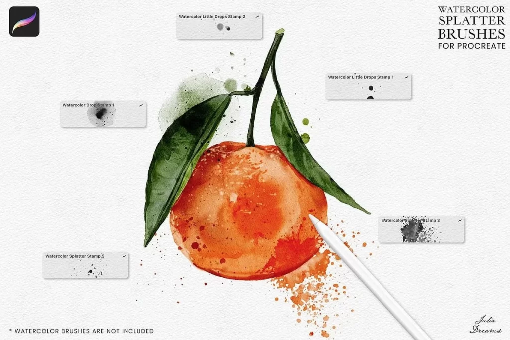 图片[2]-382-水彩泼溅画笔 适用于Procreate的这款水彩泼溅画笔-虚幻之初