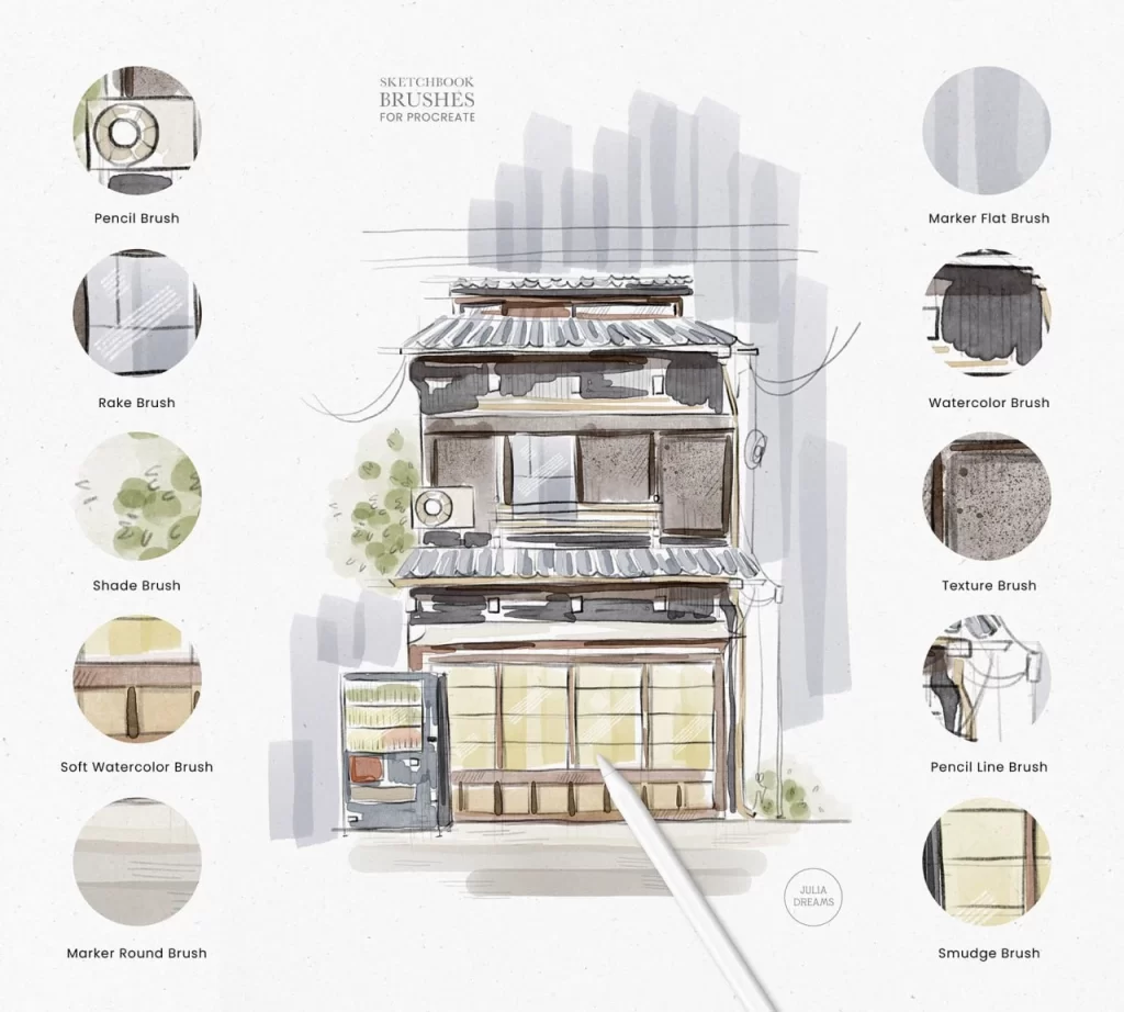 图片[2]-385-适用于Procreate的混合媒体素描本笔刷-虚幻之初