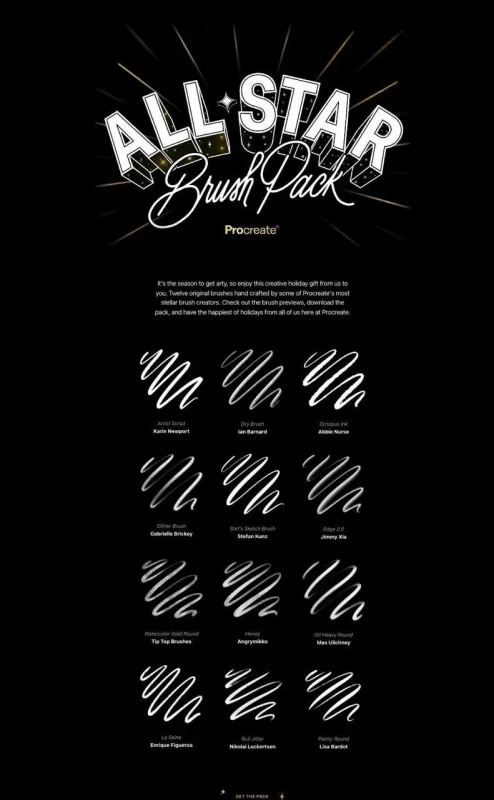 191-是 Procreate 的 “All-Star Brush Pack” （全明星笔刷套装）-虚幻之初