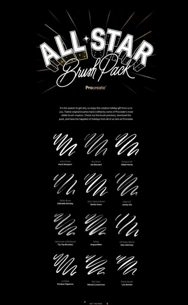 191-是 Procreate 的 “All-Star Brush Pack” （全明星笔刷套装）-虚幻之初