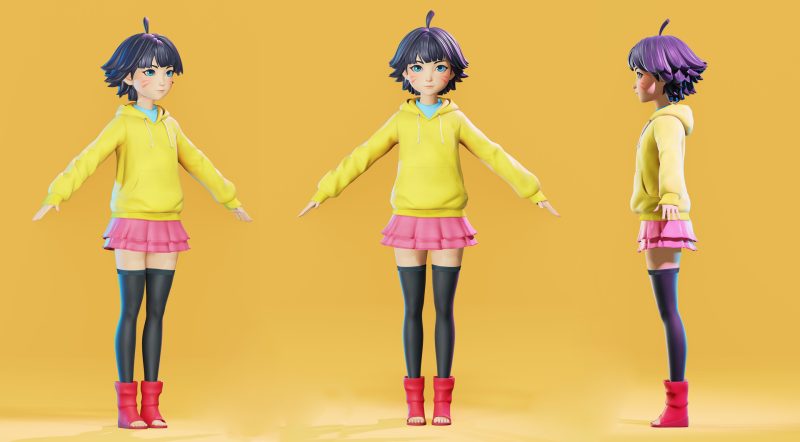 blender人物建模全流程-Himawari – Naruto character fan-art modeling by Flycat-虚幻之初