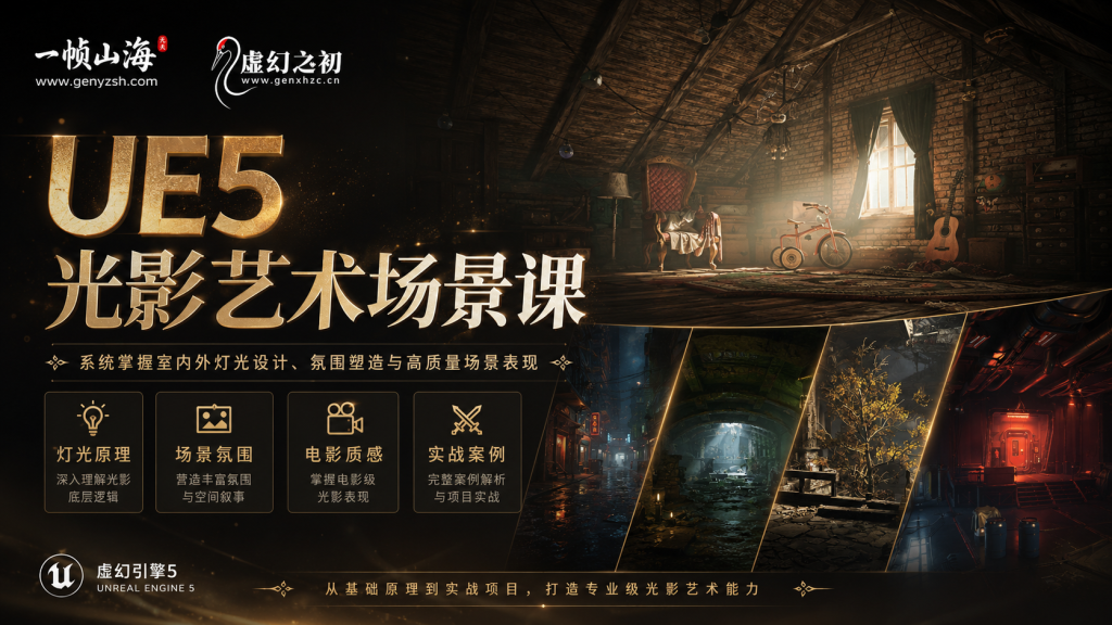 图片[1]-Unreal Engine 5 光影艺术场景课：从灯光原理到电影级氛围塑造，打造高质感实时环境表现-虚幻之初