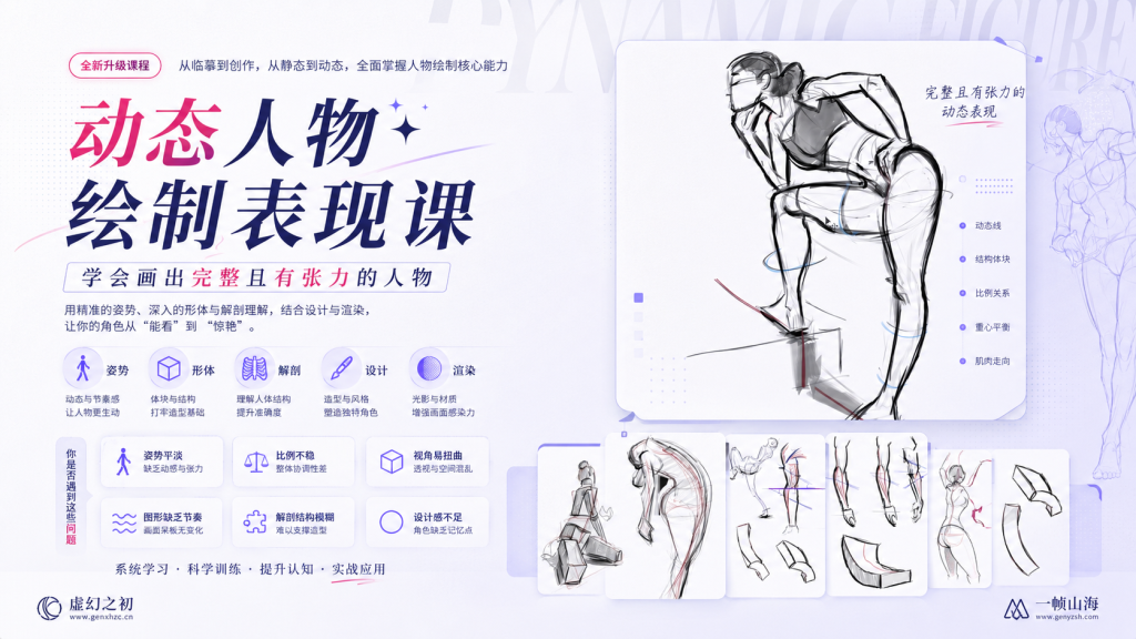 图片[1]-动态人物绘制表现进阶系统课｜从结构解剖到张力动态的角色设计全流程训练-虚幻之初