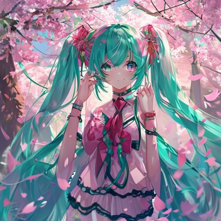 #251 初音在樱花树下 | Photoshop 绘画-虚幻之初