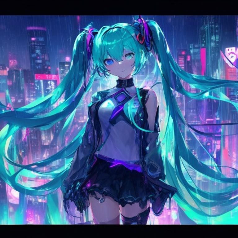 #255 初音在赛博朋克城市 | Photoshop 绘画-虚幻之初