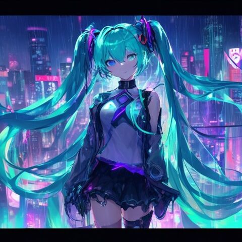 #255 初音在赛博朋克城市 | Photoshop 绘画-虚幻之初