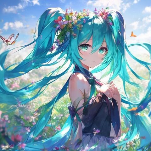 #256 初音在花田中 | Photoshop 绘画-虚幻之初