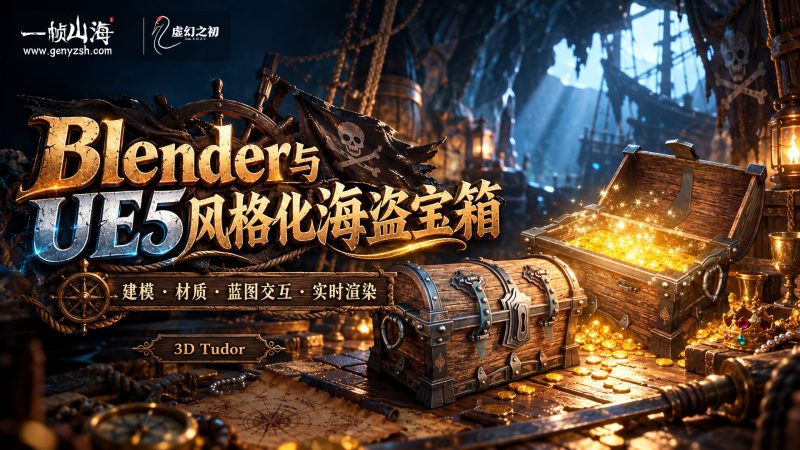 Blender 到 UE5：风格化可交互海盗宝箱｜3D Tudor / Blender To Unreal Engine 5: Stylized Interactive Pirate Chest-虚幻之初